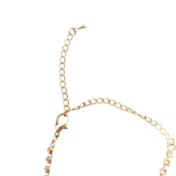 Rhinestone Necklace/Earring Set Red Clear Rhinestones Bib Style Silver Tone - Picture 3 of 6